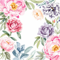 Obraz premium Watercolor flowers seamless pattern transparent background, Pink Watercolor flowers seamless pattern
