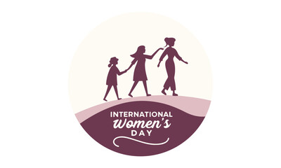 International women's day elegant lettering on White background. Greeting card for Happy Women's Day with T-Shirt Design. Vector illustration