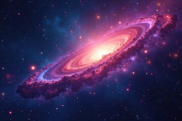 A nebula in space with sparkling starlight and colors, galaxy, stellar landscape, universe