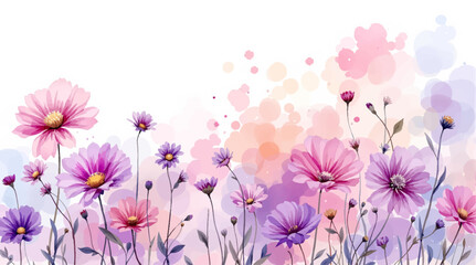 Hand drawn seamless pattern with watercolor rose flowers. Elegant romantic background with pink roses and leaves on a white background