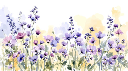 Watercolor purple Flowers, Flower Background	