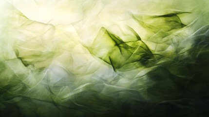 Obraz premium An abstract design of crumpled green leaves, with soft, blurred backgrounds and gentle textures, evoking a sense of organic movement.