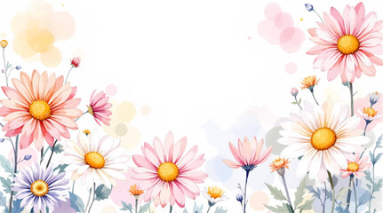 Watercolor of white flowers and wihte background painting, artwork background