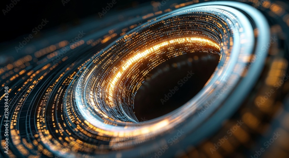 Poster the background is an abstract representation of technology and science, with a focus on cloud comput