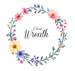 Watercolor Spring Wreath, Floral Wreath Clipart Watercolor