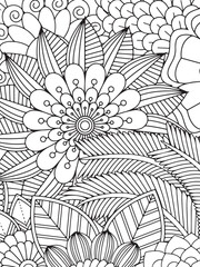 Fototapeta premium Zentangle Flowers Coloring Pages For Adult 