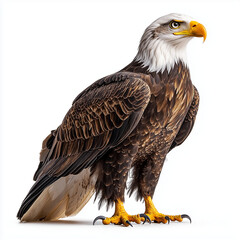 Obraz premium Side view standing eagle isolated on white background - Generative AI