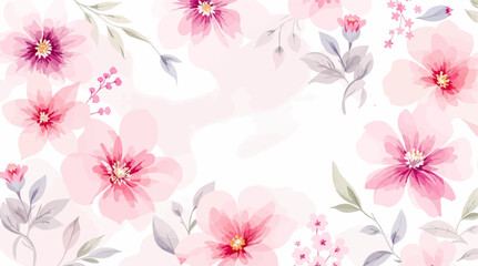 Delicate pink watercolor flowers on a light background. Pattern roses.