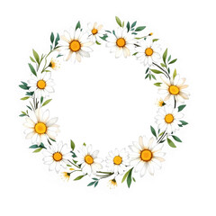 Obraz premium Watercolor Spring Wreath, Floral Wreath Clipart Watercolor, daisies flowers Wreath