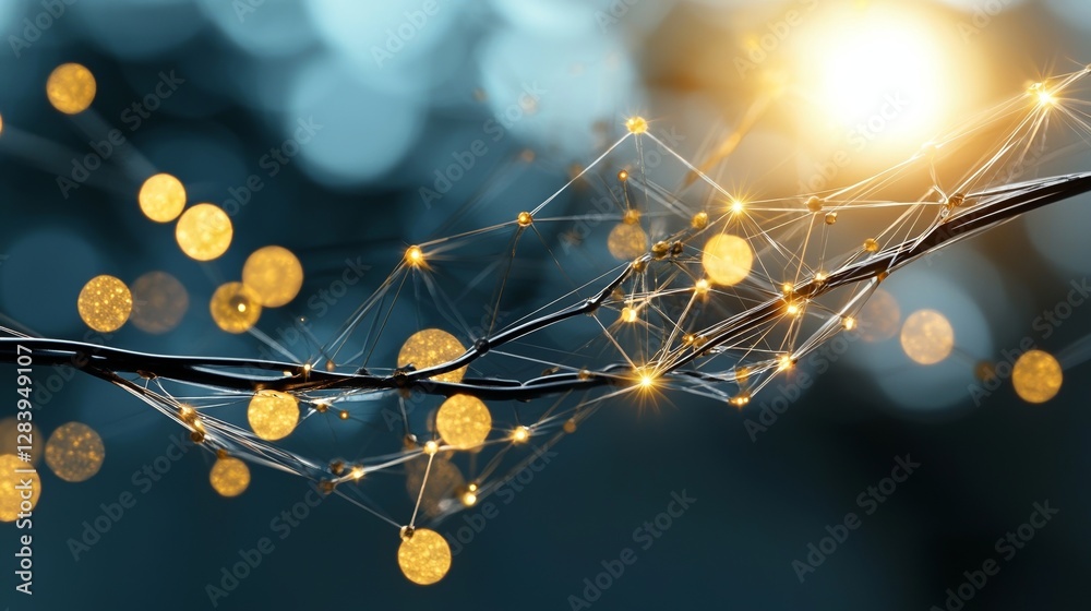 Poster a connected network technology data center concept is represented by blurred abstract lines and dots