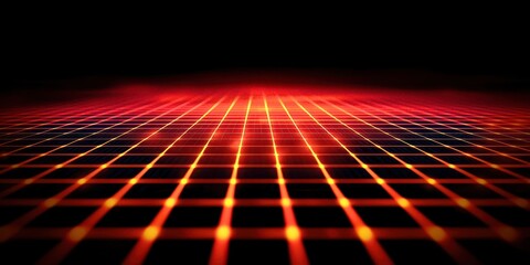 Red and black background with a grid of squares