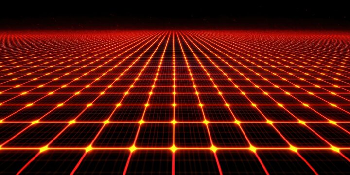 Red background with a grid of squares - Powered by Adobe