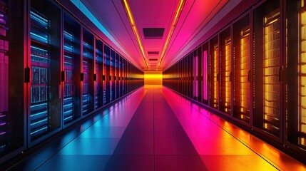 Fototapeta premium Modern server room showcasing high-performance servers and advanced data management solutions