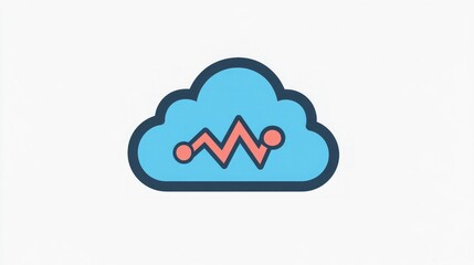Obraz premium A cloud icon with a heartbeat line, representing the reliability and monitoring of cloud services.