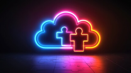 A cloud icon with a puzzle piece, representing the integration of cloud services into existing systems.