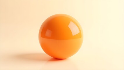A highly reflective, glossy, and vibrant orange sphere with subtle shading, set against a soft, creamy white background, taking up most of the frame, with a slight shadow at the bottom, creating a sen © manzarhussain