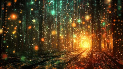 Fototapeta premium Enchanting cityscape filled with a multitude of lights creating a magical and lively night scene