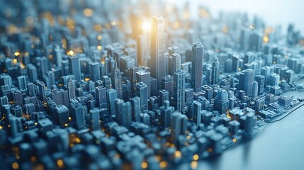 Obraz premium A vibrant cityscape at night with illuminated buildings and a stunning skyline overlooking lights