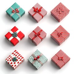 Obraz premium Colorful Gift Boxes Arranged in a Nine-Patch Display for Celebratory Occasions and Festive Events