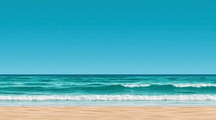 Obraz premium Peaceful Ocean View with Gentle Waves Under Clear Blue Sky