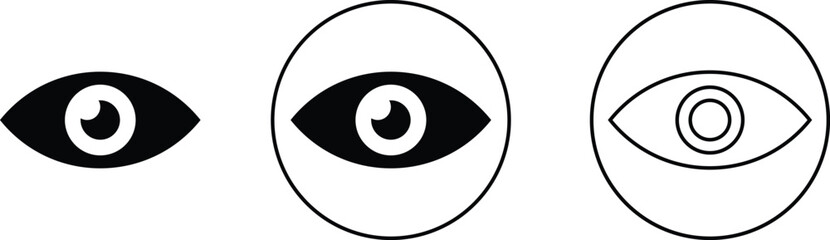 Vector eye icon set solid and outline