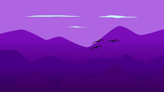 Animated video landscape concept. Full length animation illustration. High quality 4k footage.