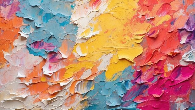 Painterly texture abstract background with bold colorful brushstrokes and a contrasting color scheme.