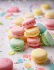 Obraz premium A close up of a pile of macarons on a table