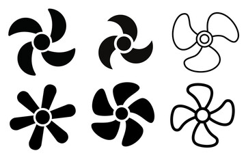 Fan rotating blades icons. Vector illustration