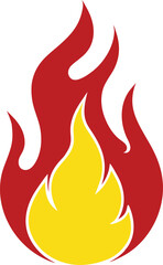 Fire flame clipart featuring a bold red and yellow flame design. Burning flame vector illustration. Perfect for graphic design, logos, posters, and digital projects.