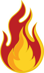 Fire flame clipart featuring a bold red and yellow flame design. Burning flame vector illustration. Perfect for graphic design, logos, posters, and digital projects.