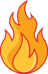 Wildfire fire vector element isolated on white background. Flame body with bright orange blazing tongues vector illustration.