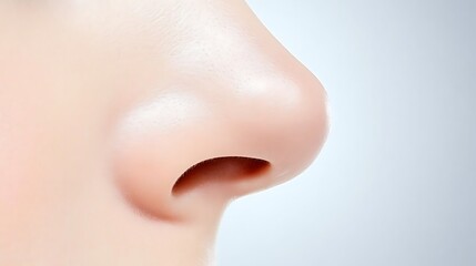 Close-Up Image of a Human Nose on a Soft Background Highlighting Facial Features and Skin Texture