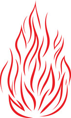 Stylized fire flame vector clipart with an intricate red flame design. Perfect for tattoo art, graphic design, posters, branding, and digital projects. Clipart cartoon Illustration drawing.