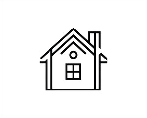 Minimal outline house logo design vector illustration. 