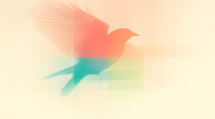 Minimalist Bird in Flight with Soft Pastel Gradients