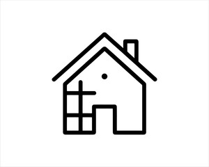Minimal outline house logo design vector illustration. 