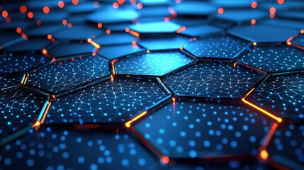 Fototapeta premium Simple yet striking hexagon shape set against a bright blue background enhancing its visual impact