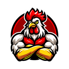 Muscular Rooster Mascot