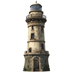 Vintage lighthouse structure coastal shoreline png image transparent background white environment scenic viewpoint