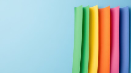 A vibrant display of colorful sheets against a light blue background, showcasing a spectrum of hues ideal for art and craft projects.