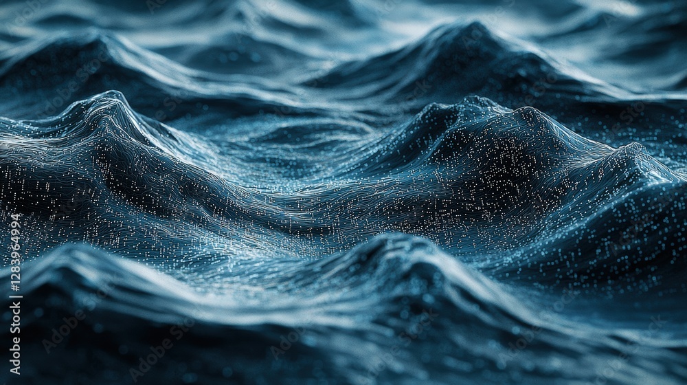 Poster unique wave design featuring numerous dots creating an intriguing visual effect in the ocean