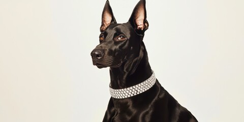 Black dog wearing a diamond collar