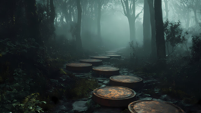 dark forest misty path