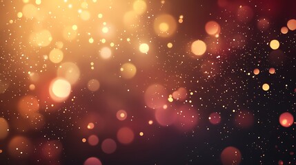 Abstract golden bokeh background with shimmering glowing particles throughout
