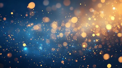 Golden and blue bokeh light effect on dark background