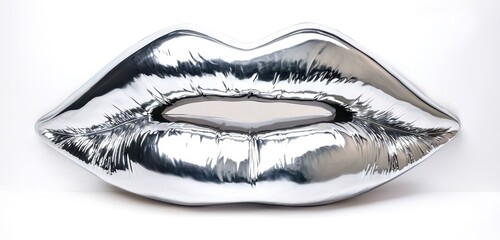 Obraz premium Silver foil lip with a silver foil tongue