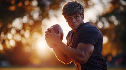 Quarterback training at dawn with focus on passing form. Featuring technique and precision