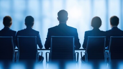 Fototapeta premium Silhouettes of a diverse group of business professionals seated in a conference room
