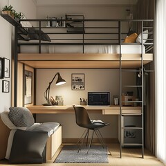 A stylish urban living room with artistic decor and furnishings image